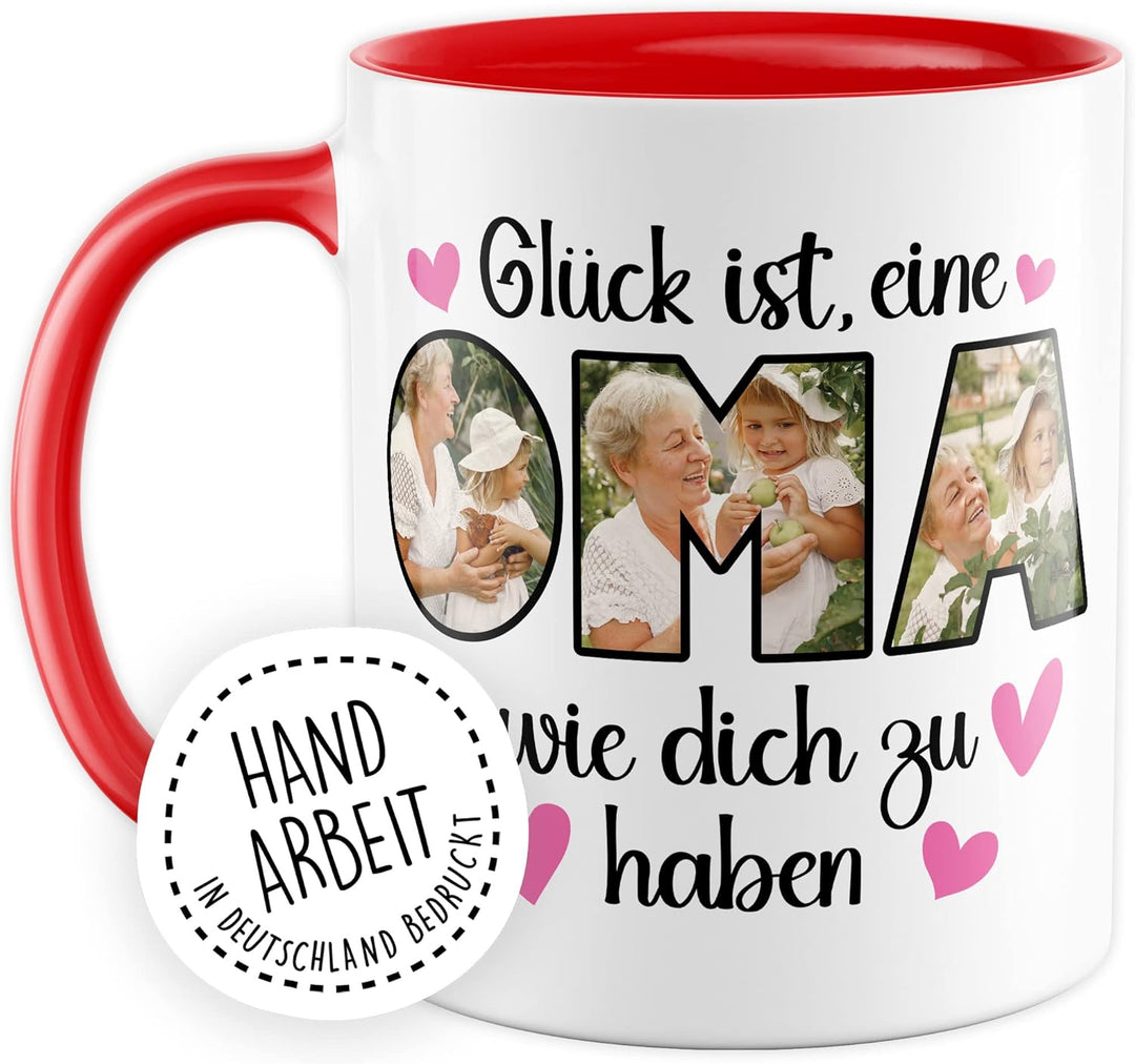 Oma Tasse personalisliert mit Bild, Glück ist eine Oma wie dich zu haben, Geschenk personalisierbar