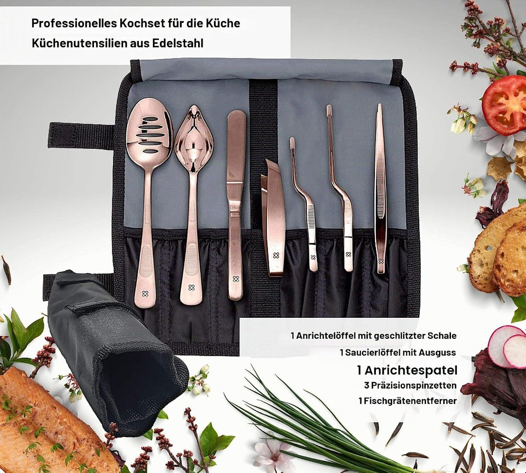 DOJA Barcelona | Kueche Chef Kochutensilien | Farbe: Kupfer | 7 Utensilien Edelstahl Plating Kit | K