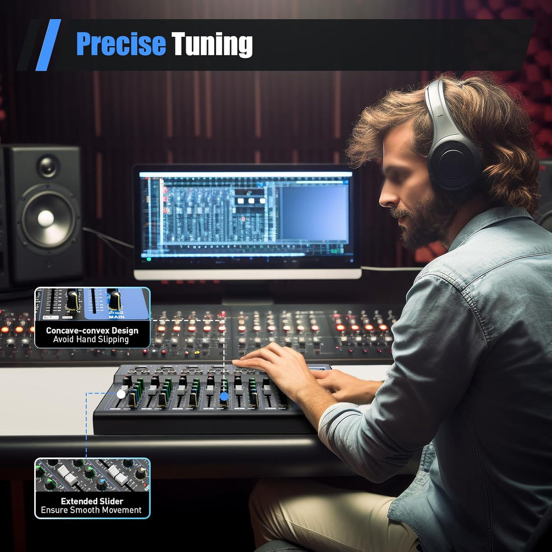 Bluetooth Audio Mixer 7 Kanal Live Studio Audio Mixer USB DJ Console Amplifier Mischkonsole 6 Musikm