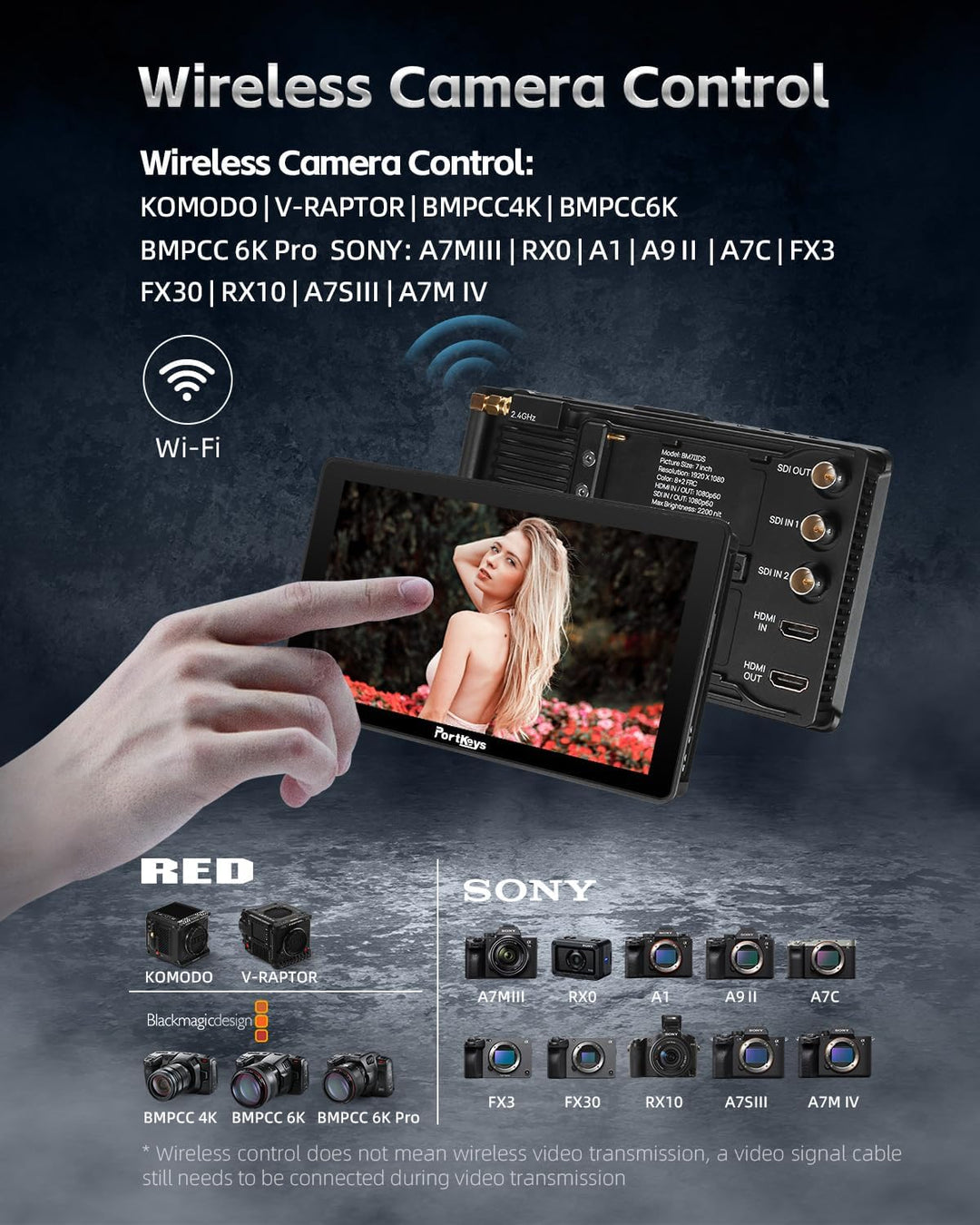 PortKeys BM7II DS Monitor Wireless Camera Control Monitor 7" 2.4G 3D LUT HDM SDI 2200nit Wide Color
