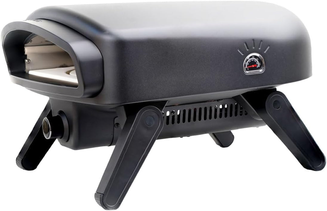 SANTOS Pizzaofen O-140 Black mit Motor – Gas-Pizzaofen 4,7 kW – Drehteller & 360° Bräunung – Cordier