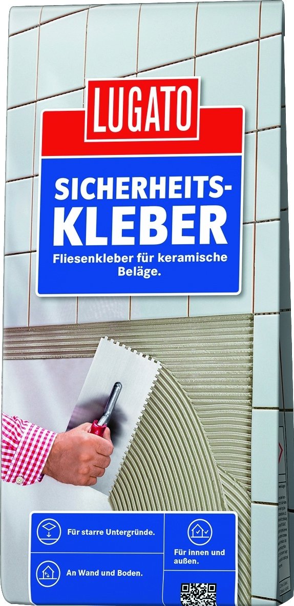 Lugato Sicherheitskleber Standard 5 kg - Zementmörtel Fliesenkleber - Klar/Transparent - Niedrigvisk