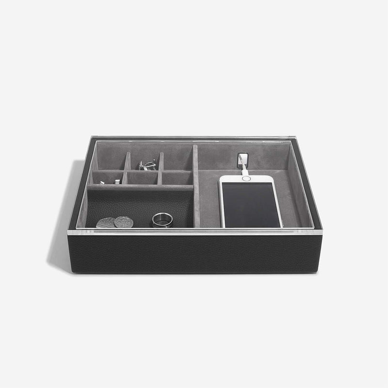 Stackers Pebble Black Valet Tray with Acrylic Display Lid