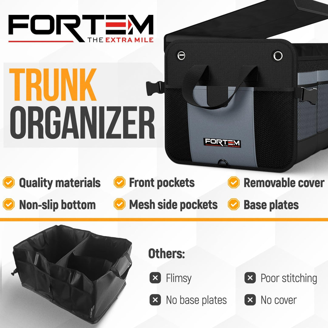 Fortem Kofferraum Organizer, Kofferraumtasche, Zusammenklappbarer Auto Organizer Kofferraum mit Fäch