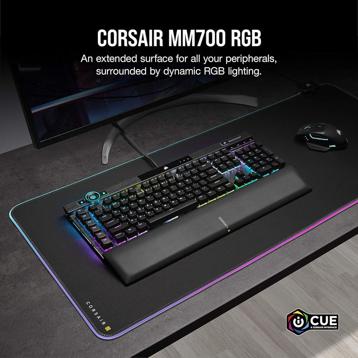 Corsair MM700 RGB Extended Cloth Gaming-Mauspad - 930mm x 400mm - 360° RGB-Beleuchtung - Zwei USB-Po