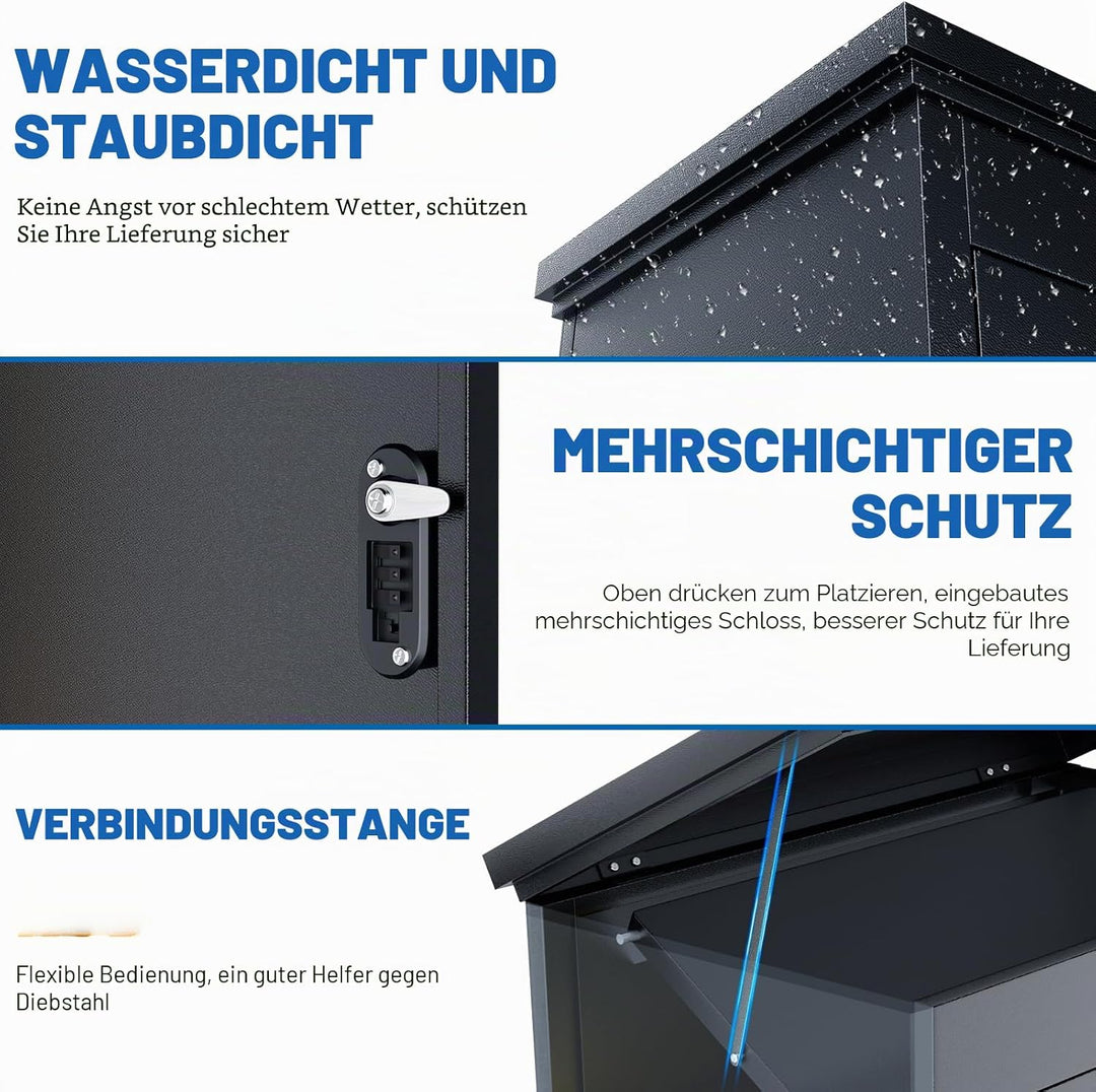 Briefkasten Paketbox für den Aussenbereich, extra grosse Paketboxen mit sicherer Lagerung, wasserdic
