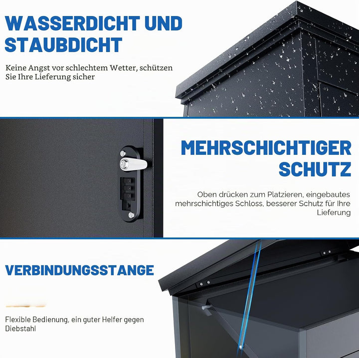 Briefkasten Paketbox für den Aussenbereich, extra grosse Paketboxen mit sicherer Lagerung, wasserdic