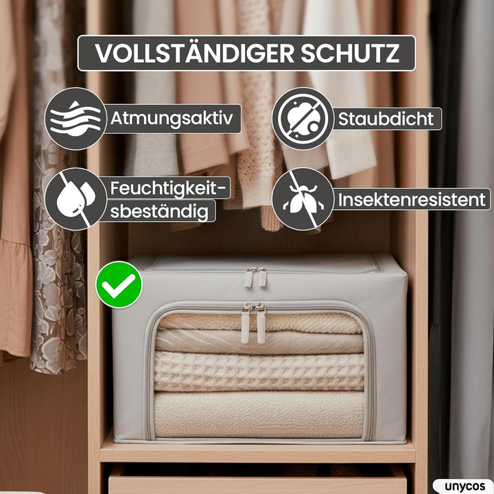 unycos – Aufbewahrungstasche【2 Stück | 24L】 Unterbett Aufbewahrungsbox mit Verstärkt Griff und Trans