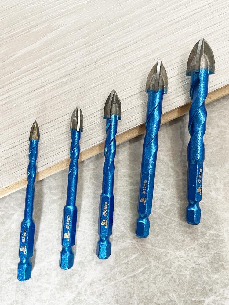 Fliesenbohrer Keramikbohrer Set Hartmetallbohrer 5/6/6/6/6/8/8/10/10/12mm Steinbohrer Bohrer Set mit