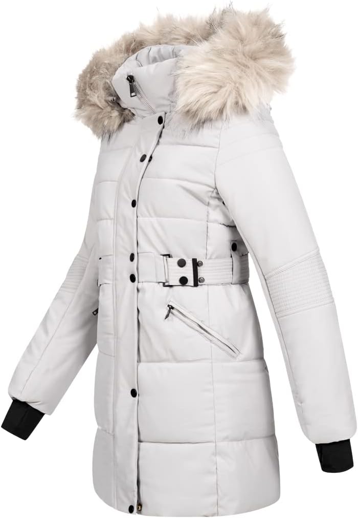 Elara Damen Steppjacke Winterjacke Kunstfellkragen Chunkyrayan M Grau, M Grau