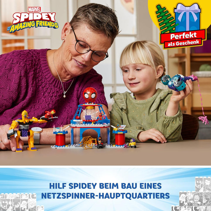 LEGO Marvel Das Hauptquartier von Spideys Team, Spider-Man-Spielzeug mit Fahrzeug und Mech, Geschenk