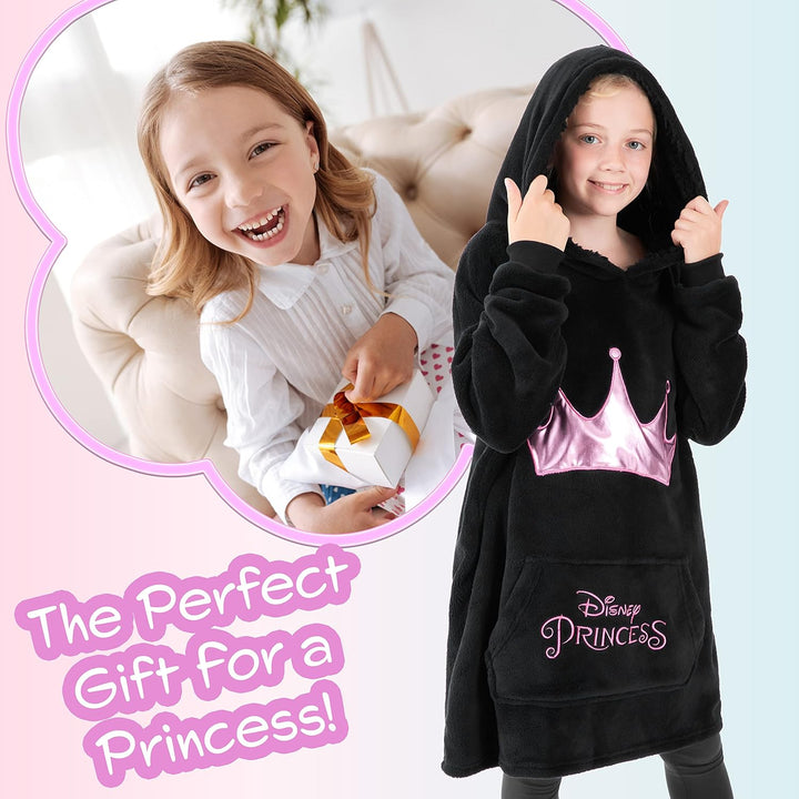 Disney Stitch Kapuzenpullover Mädchen, Übergrosse Hoodie Decke Kinder mit Sherpa-Kapuze und Kängurut
