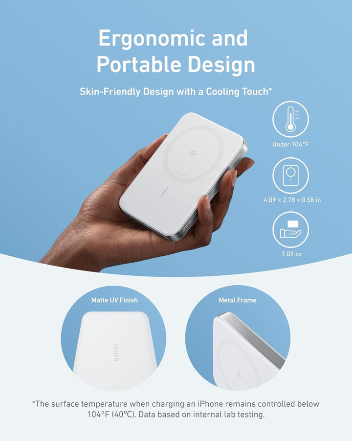 Anker MagGo Powerbank, Ultra-schlankes 10.000mAh magnetisches Akkupack, Qi2-zertifiziert, portabel,