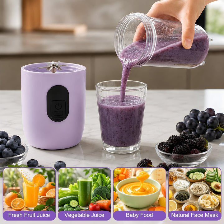 Tragbarer Mixer Smoothie Maker, 500 ml Mixer Smoothie Maker to Go mit Digitalanzeige, 16-Blatt MIXER