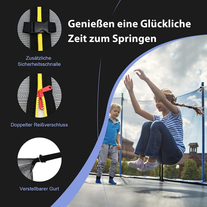 GYMAX Trampolin Ersatznetz 180cm Höhe, Sicherheitsnetz aus PE mit Reissverschluss, Schutzklammern, T