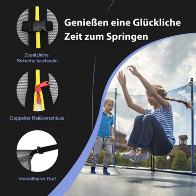 GYMAX Trampolin Ersatznetz 180cm Höhe, Sicherheitsnetz aus PE mit Reissverschluss, Schutzklammern, T