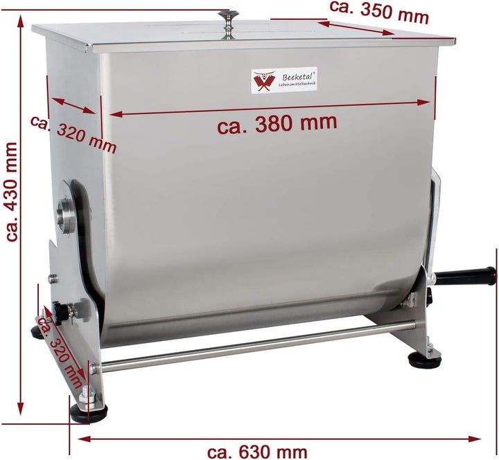 Beeketal 'BPM-40' Edelstahl Marinator Vermenger mit Kippfunktion und ca. 40 Liter Volumen, Butterfly