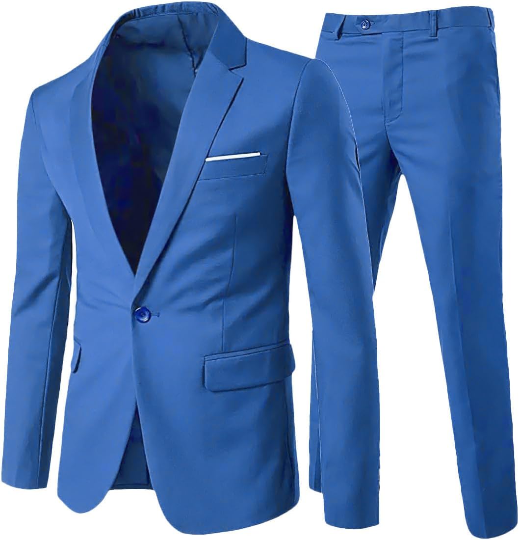 Allthemen Herrenanzug 2 Teilig Slim Fit Anzüge Business Hochzeitanzug für Männer 3XL Blau1, 3XL Blau