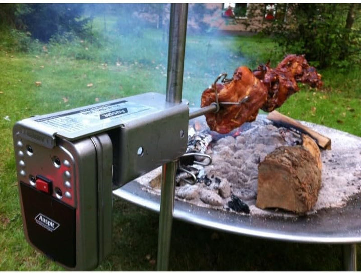 Auspit "The Little Aussie Legend" Edelstahl Set – Edelstahl Rotisserie Set für Outdoor BBQ, Autonome