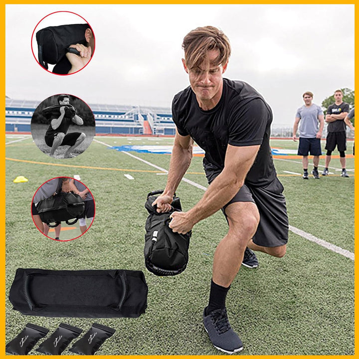 Taeku Gewichtssack für Fitness, Verstellbar Power Bag mit 6 Griffen Krafttraining Sandsäcke Workout