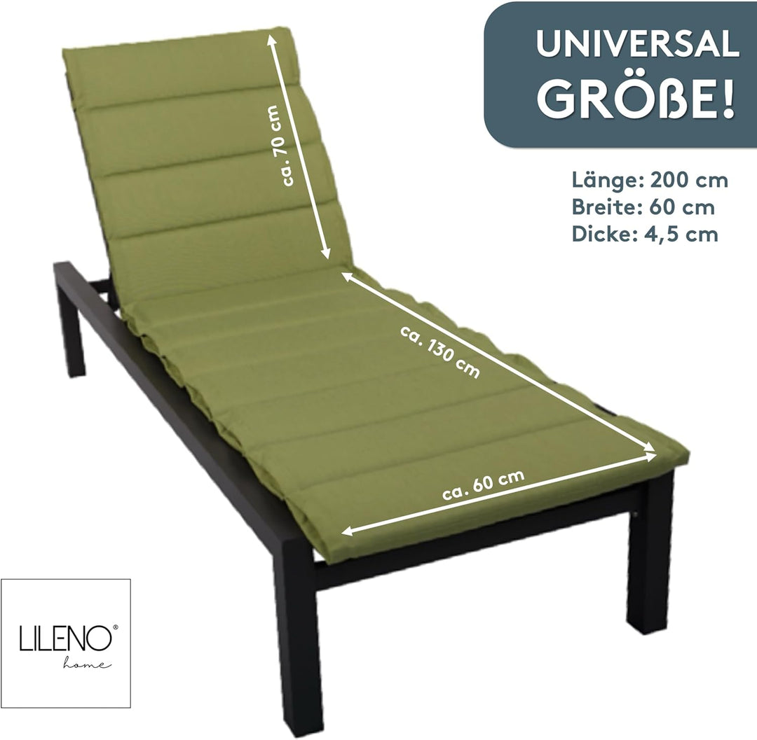 LILENO HOME Sonnenliege Auflage als [1er Set - Rollliege] in Grün - Gartenliegen Auflage perfekt für