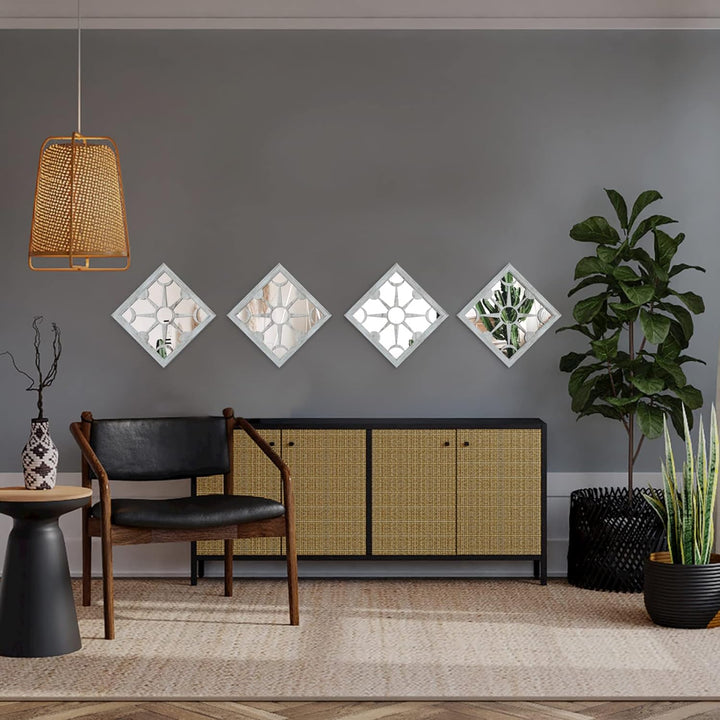 ART-GIFTREE Wandspiegel Square Dekor 2 Stück, Bauernhaus Spiegel Holz 30x30 cm für Wohnzimmer, Flur,