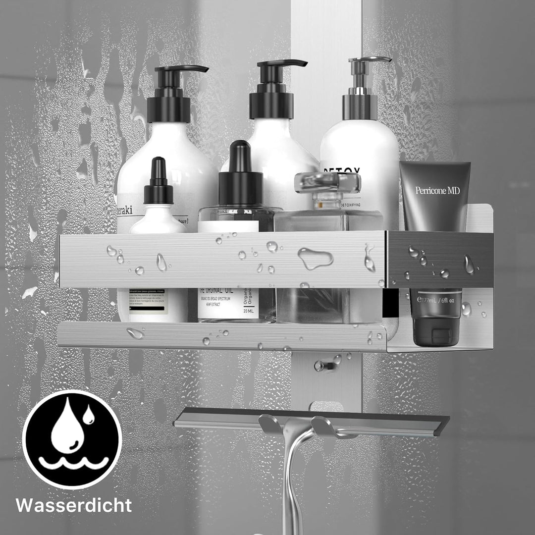 Cooeco Duschablage zum Hängen, Duschablage aus Edelstahl SUS304 Ohne Bohren, Duschregal mit Haken fü