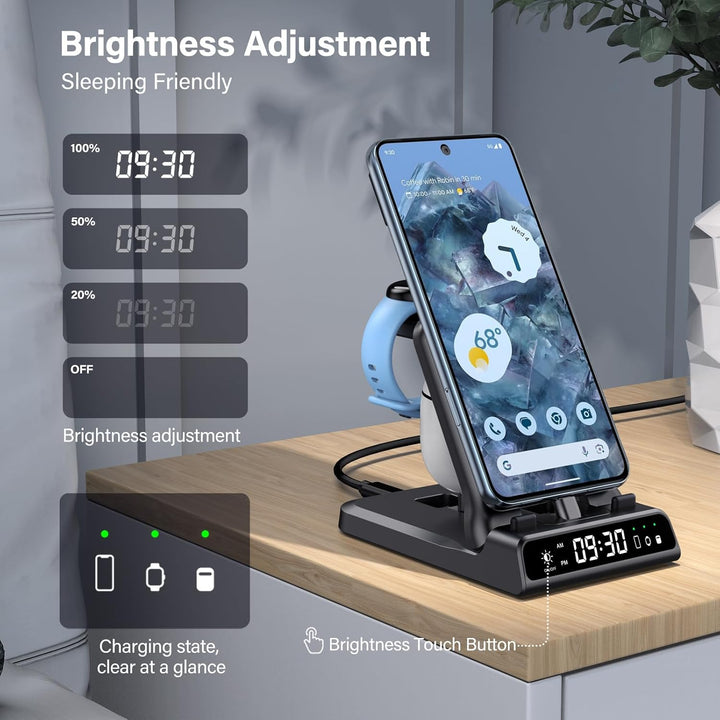 3 in 1 Ladestation für Google Pixel Watch 3/2, 25W USB C Fast Charger für Google Pixel 10 Pro/10 Pro