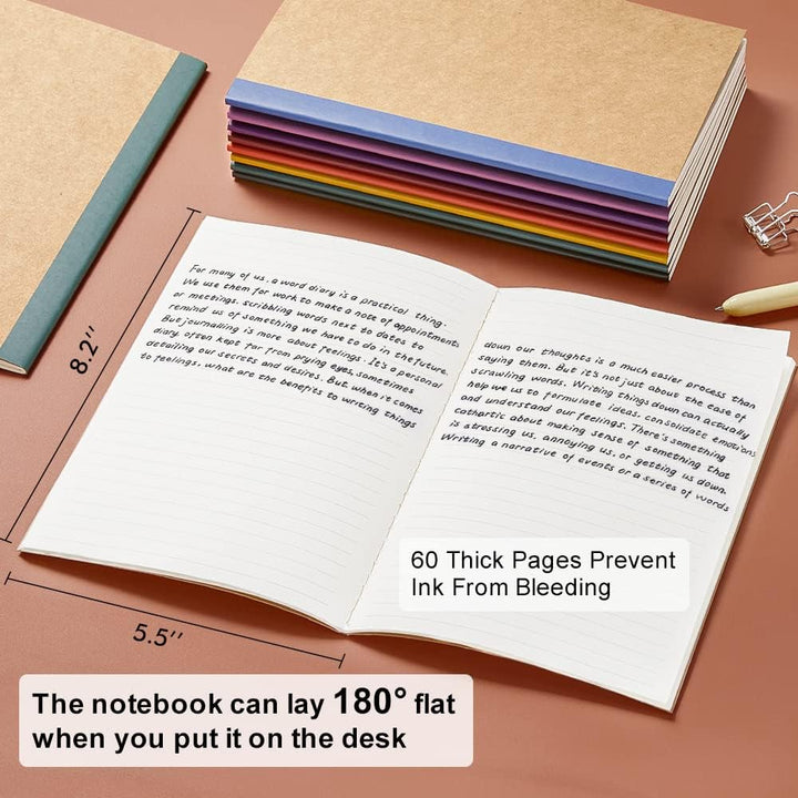 feela Kraft Notizbuch A5, 16 Notizbücher Set, Notizheft mit Regenbogen Rücken in 8 vintagen Farben,