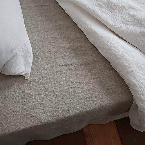 LinenMe 230 x 275 cm Vorgewaschenes naturfarbenes Leinen-Bettlaken 0299103, 230 x 275 cm