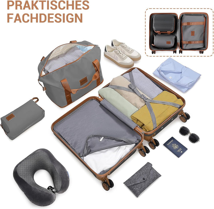 KONO Kofferset Reisekoffer Set Gepäcksets 6 Teilig, Koffer Set mit Beautycase Kosmetikkoffe mit Hand