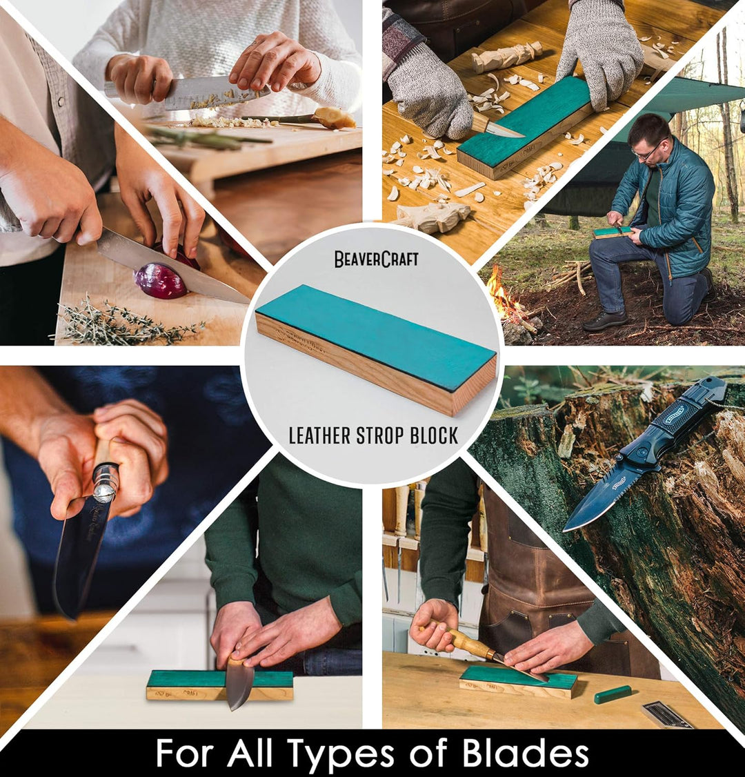 BeaverCraft LS4P1 Leder Strop Stropping Block Kit Messerschärfung Kit Leder Honing Strop zum Schärfe