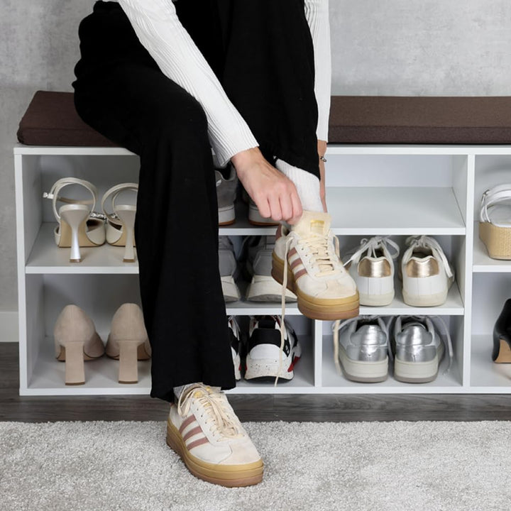 Moon Home Schuhschrank mit Sitzkissen - Stardust White, aus FSC® Holz Faserplatte weiss, Ordnung &amp; A