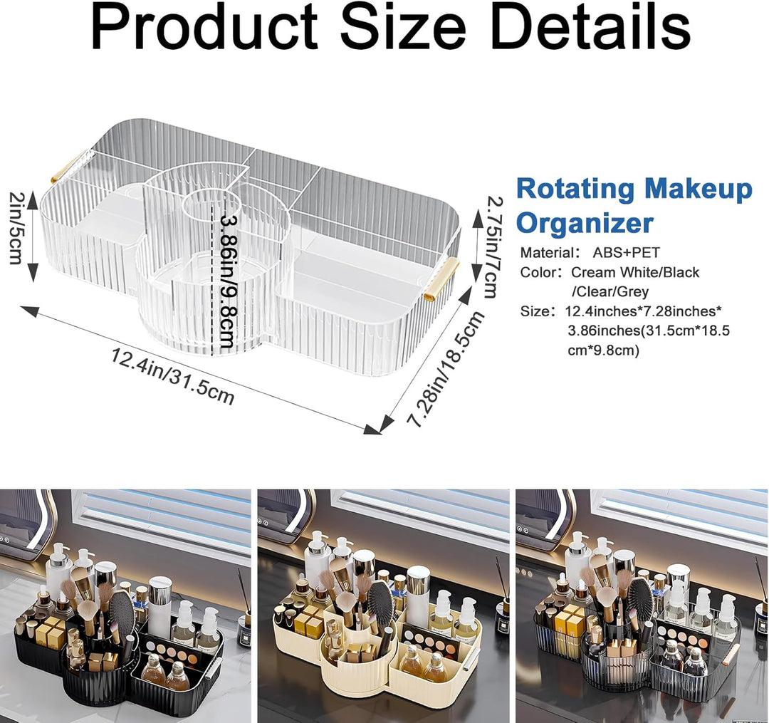 DASITON Make Up Organizer 360° Drehbar Pinsel Organizer, 2-in-1 Kosmetik Organizer mit Griff, Makeup