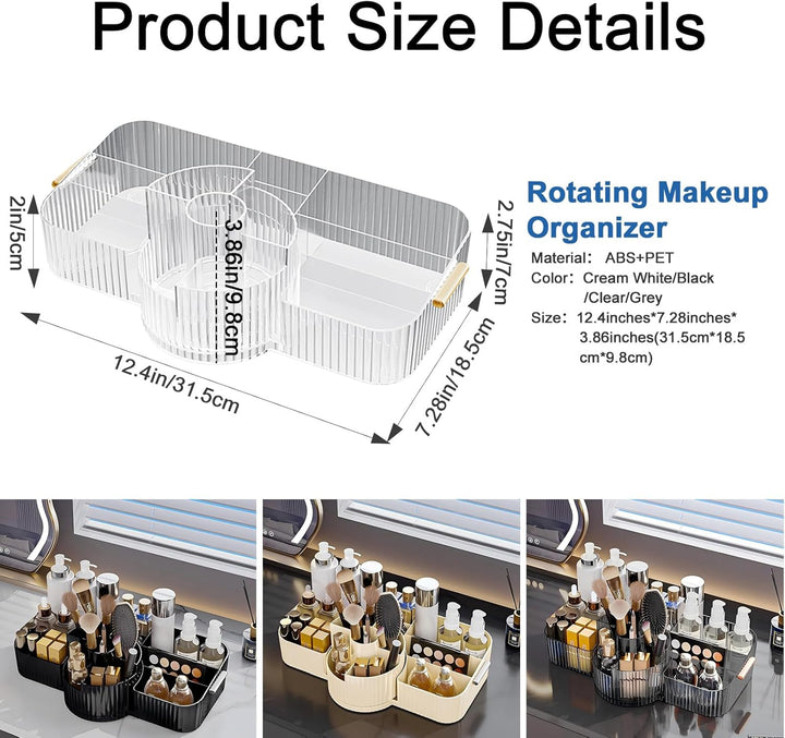 DASITON Make Up Organizer 360° Drehbar Pinsel Organizer, 2-in-1 Kosmetik Organizer mit Griff, Makeup