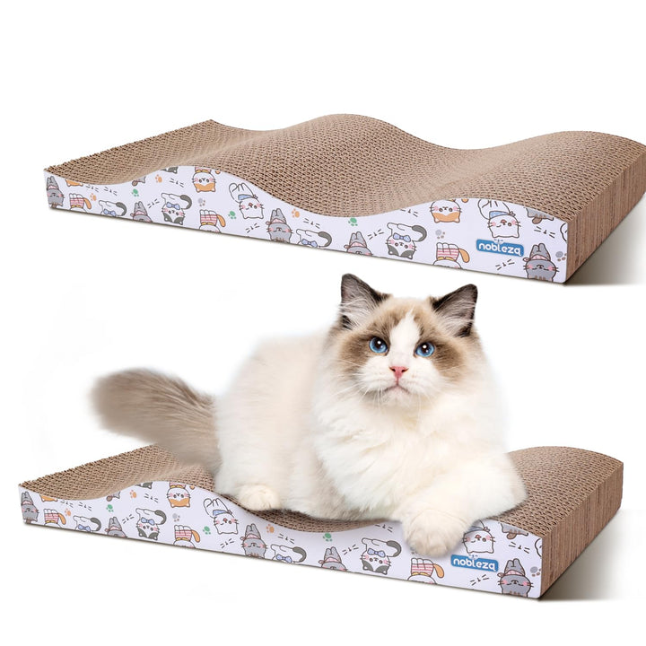 Nobleza 2 Stücke Katzen kratzbrett mit Minze, Wellpappe Kratzmatten, Recycelbar Qualitäts-Pappe Krat