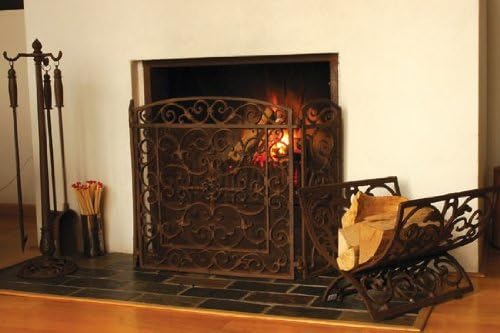 Esschert Design Kaminbesteck Set bestehend aus: Kaminschaufel, Kaminbesen, Schürhaken mit Halterung,