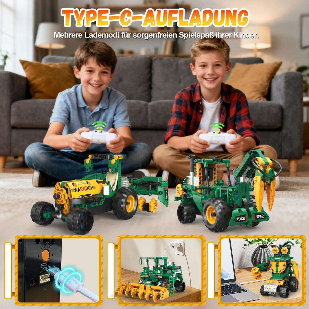 Technik Roboter Kinder, 5 in 1 Roboter bausatz mit App & ferngesteuert RC Technic Roboter Baukasten/