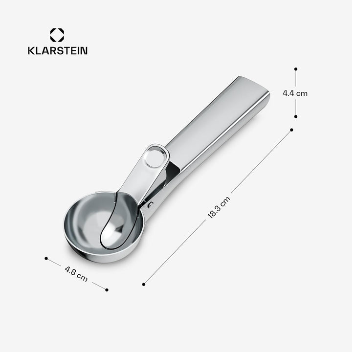 Klarstein FrostFusion Eisportionierer Edelstahl – Ergonomisch, Spülmaschinenfest, Kratzfest, Rostfre