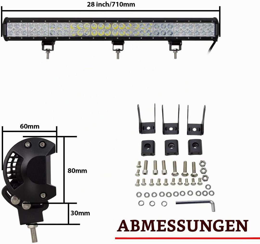 SKYWORLD led zusatzscheinwerfer bar, Zweireihiges wasserdicht 28 Zoll 71cm 180W Scheinwerfer Flutlic