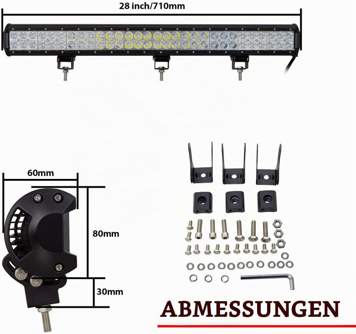 SKYWORLD led zusatzscheinwerfer bar, Zweireihiges wasserdicht 28 Zoll 71cm 180W Scheinwerfer Flutlic