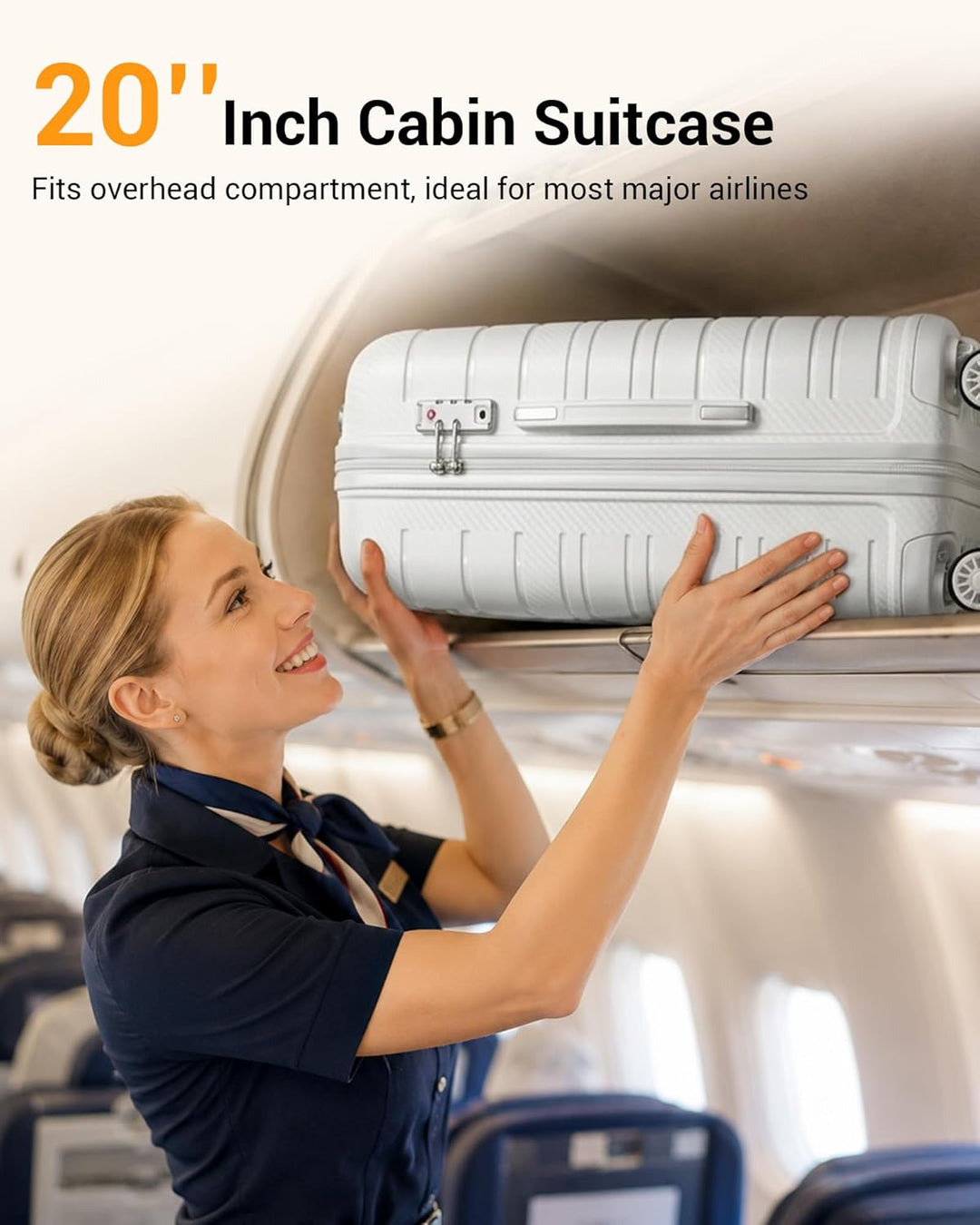 KONO Carry-ons Luggage Kleiner Koffer Handgepäck 55x40x20 Leicht Kabinentrolley Handgepäckkoffer Har