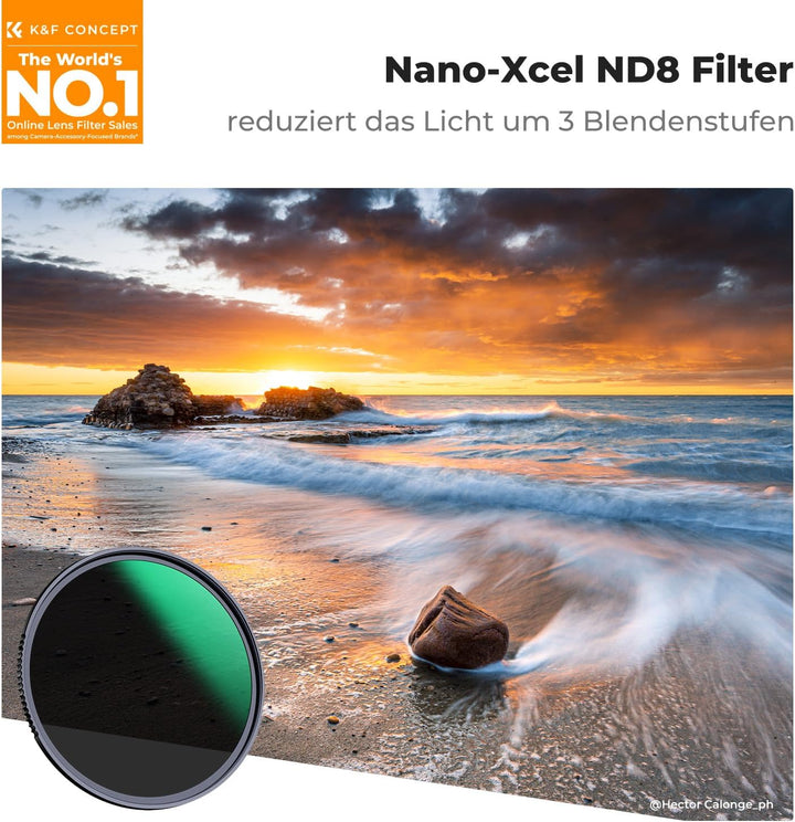 K&F Concept Nano-X Graufilter ND8 (3 Stop) 82mm ND Filter(0,9) aus optisches Glas