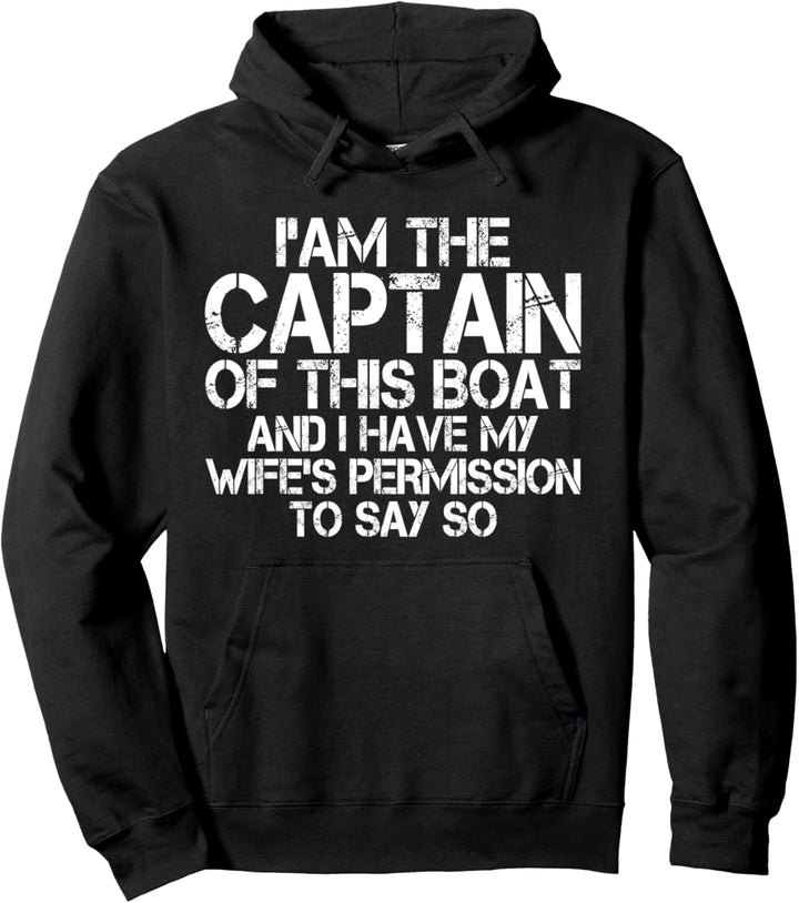 Funny Boat Captain Wife Permission Sea Husband Gift Pullover Hoodie