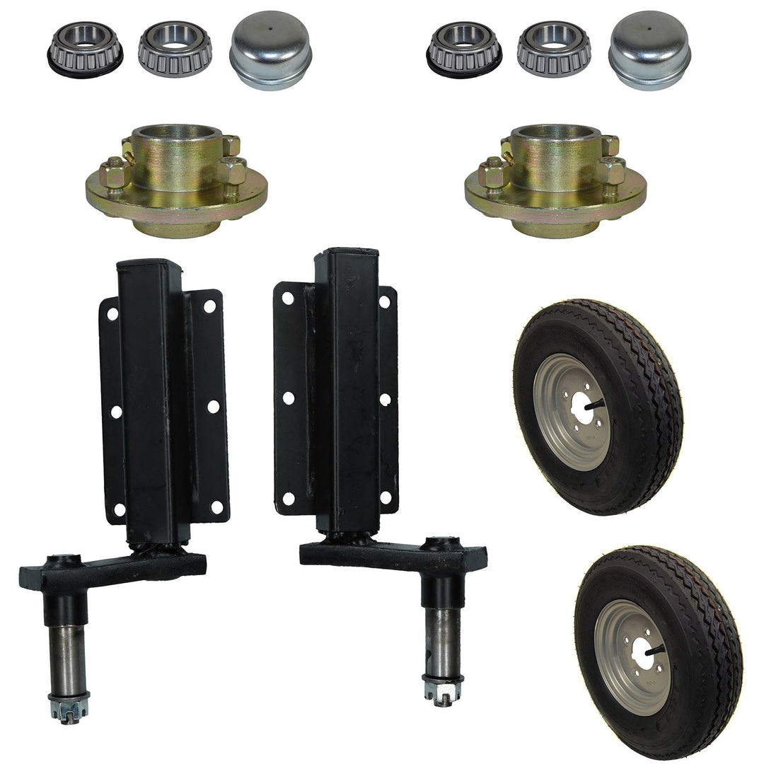 350kg Anhänger Suspension Unit (Paar) &amp; Gussrad Hubs &amp; 400-8 Räder 4" PCD