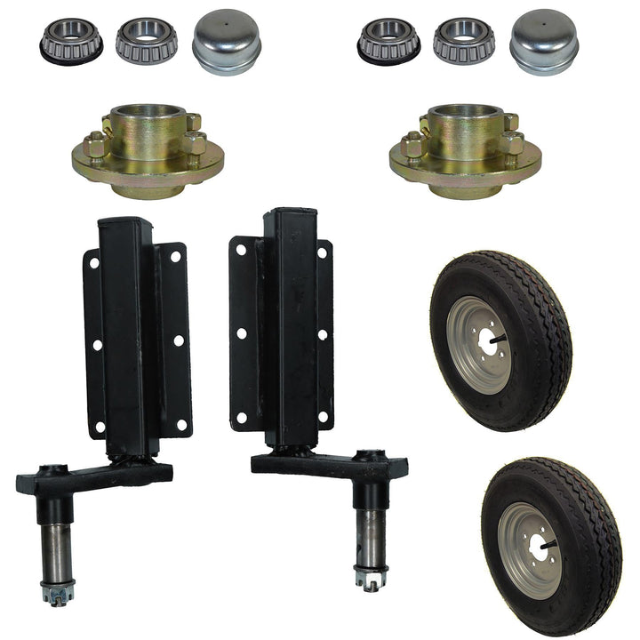 350kg Anhänger Suspension Unit (Paar) &amp; Gussrad Hubs &amp; 400-8 Räder 4" PCD
