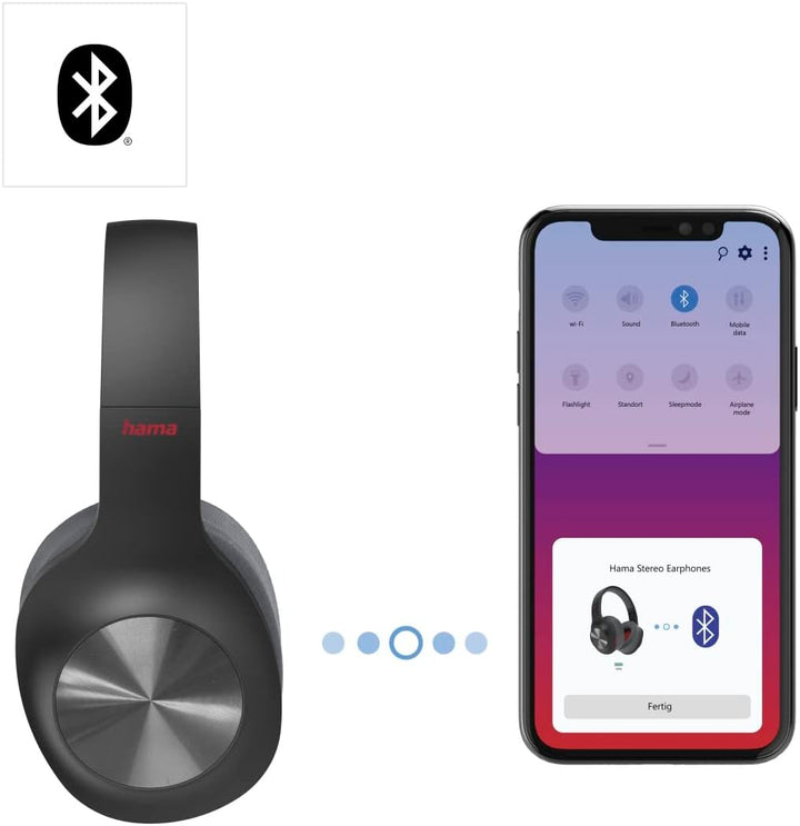 Hama Bluetooth Kopfhörer, Over-Ear Headset (Kabelloses Headset mit 38h Akku, faltbare Earphones mit