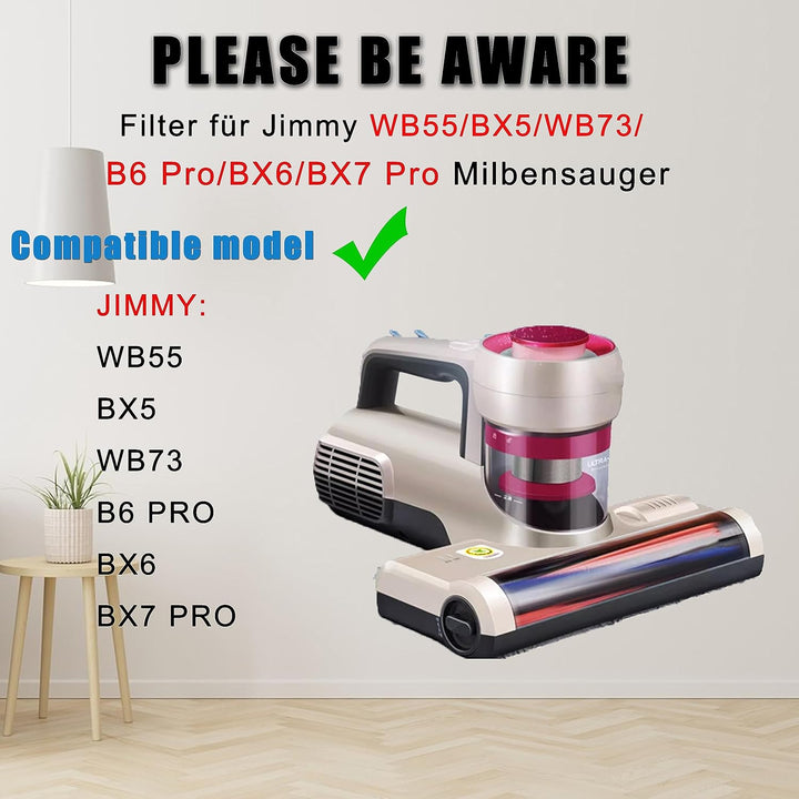 HEPA-Filter für Jimmy B505 B506 BX5 BX6 6 Pro BX7 Pro WB55 WB73 Milbensauger, 3 Stücke
