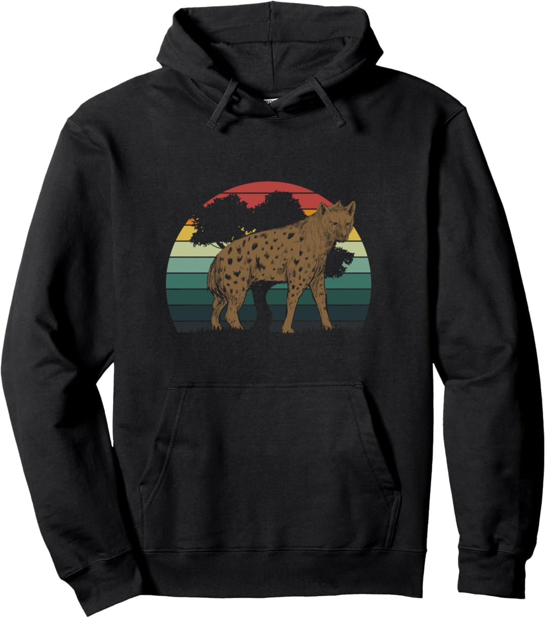 Afrika Savanne Tier Geschenk Retro Hyäne Pullover Hoodie