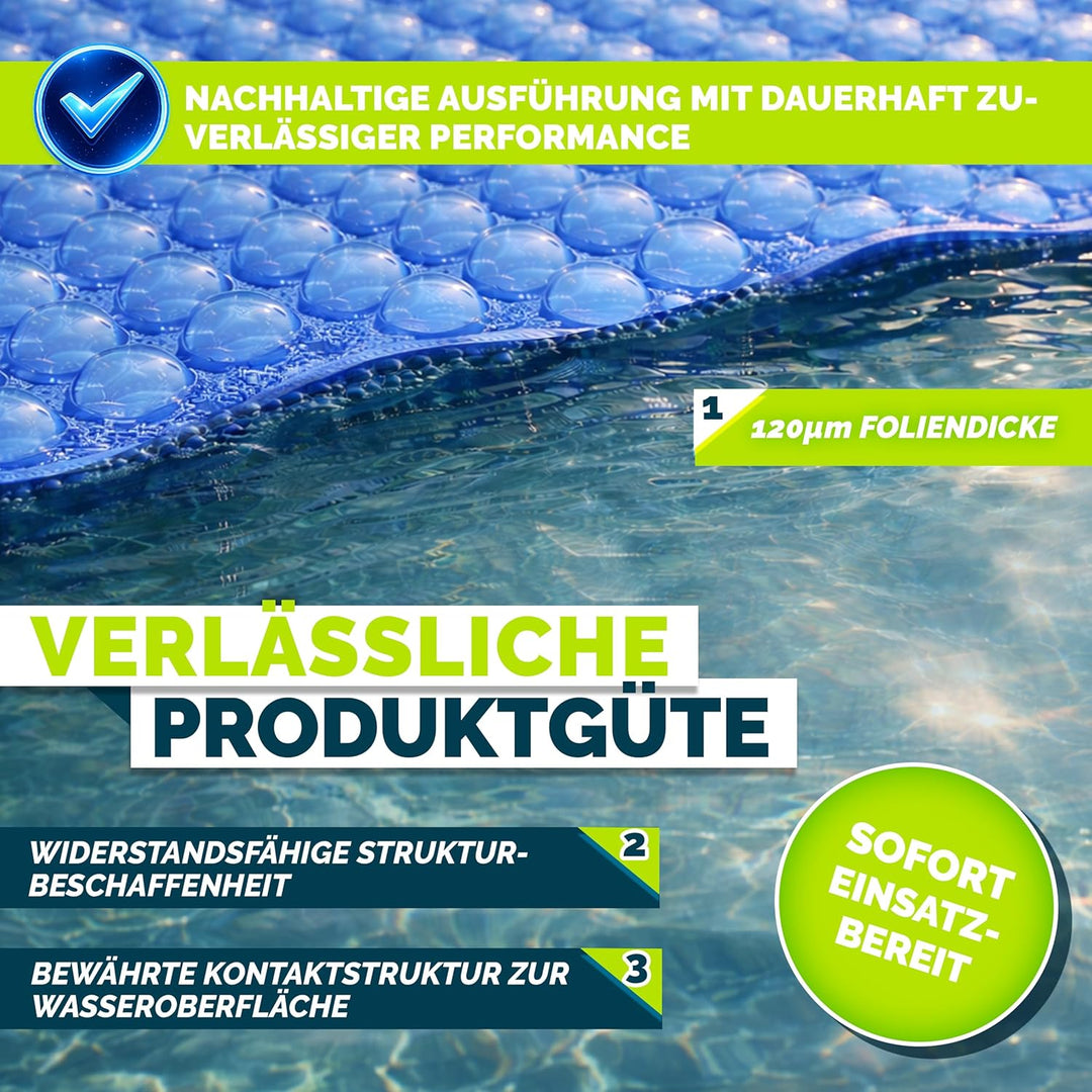 tillvex Pool Solarabdeckplane Rechteckig 800x500 cm | Solarfolie Stärke 120 µm | Solarplane zuschnei